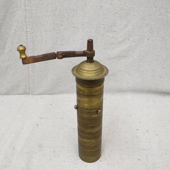 Vtg Turkish Ottomon Coffee Spice Hand Mill Grinder Solid Brass for Parts Repair - Picture 5 of 7